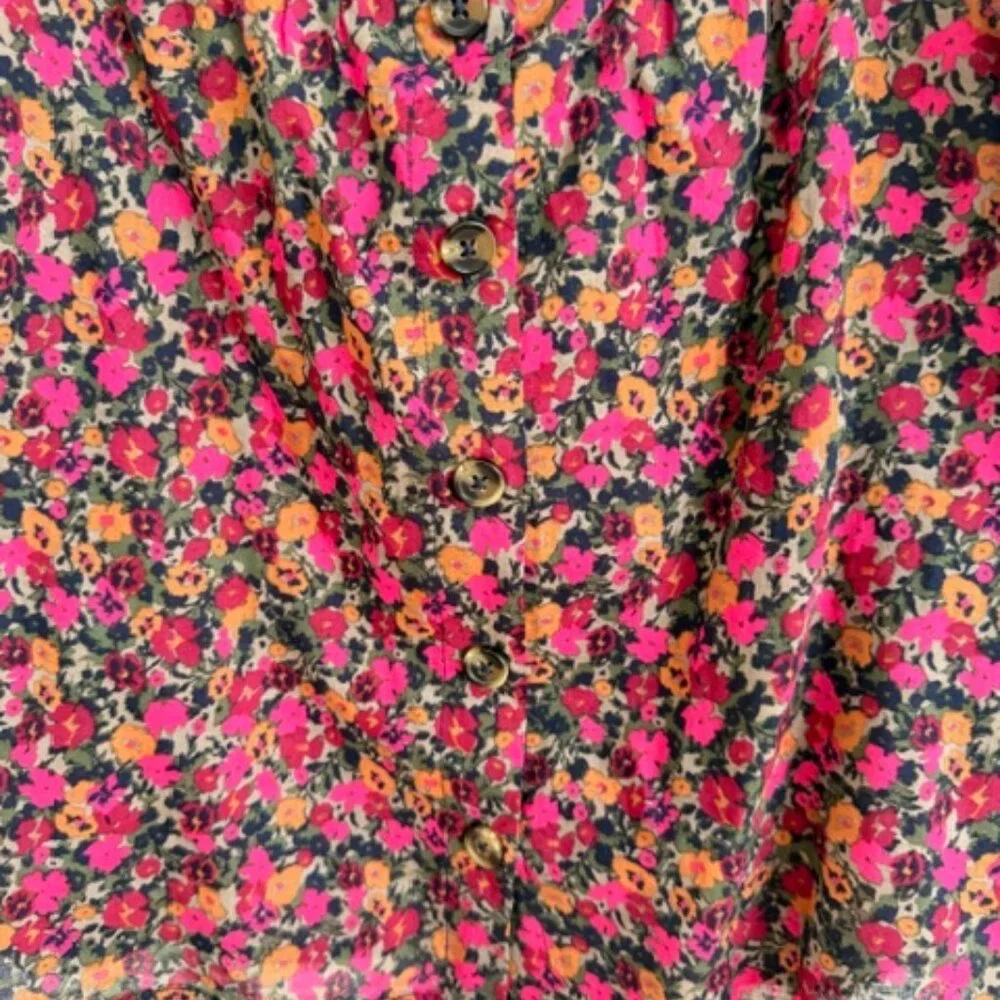 Treasure & Bond Nordstrom Floral Button Front Blouse Large NWT Ruched Straps - Picture 3 of 10